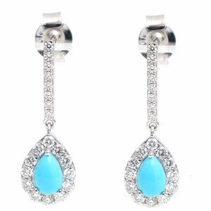 Azure Grace 18K White Gold Turquoise Diamond Drop Earrings